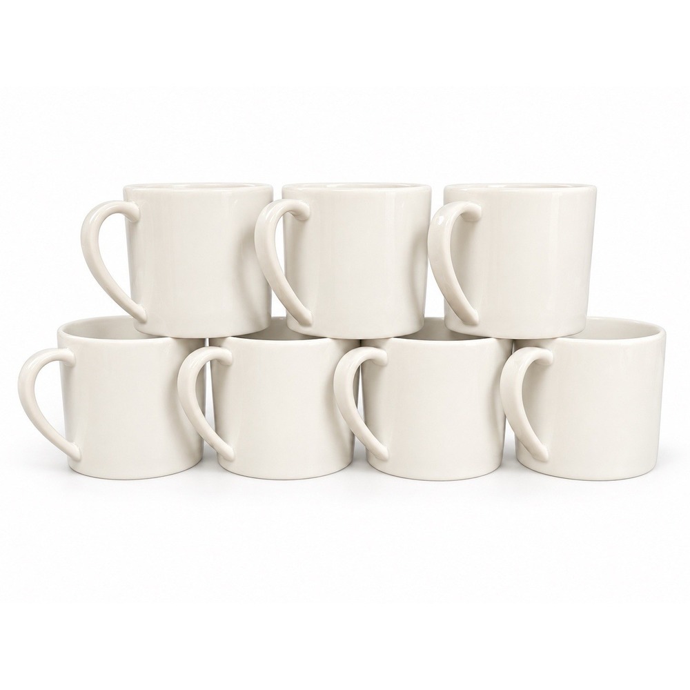 APILCO France Set of 7 White Porcelain Coffee Mugs 10 oz